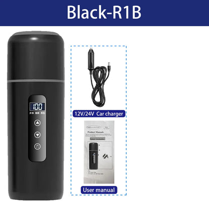 Electric Kettle 12V24V Portable Car Heating Cup 500ml Travel Heating Touch Screen Intelligent Adjustable Temperature Thermal Cup
