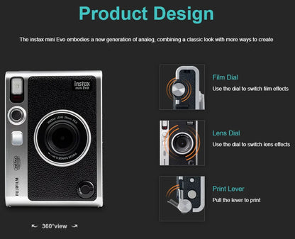 Original Fujifilm Instax Mini Evo Camera Fuji Instant Camera Smartphone Photos Print Camera Optional White Film 20/40 sheets