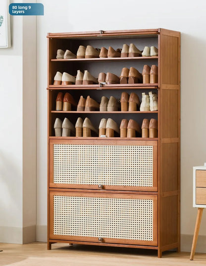 Imitation rattan woven shoe cabinet, simple shoe rack at the door of the home, economical, good-looking indoors