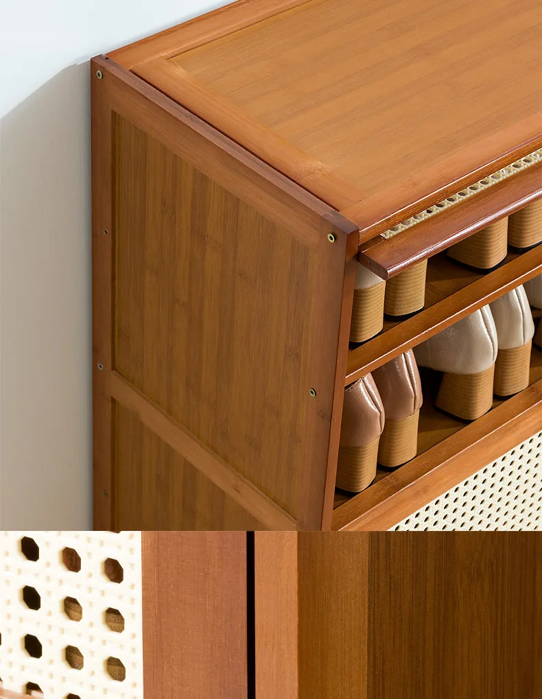 Imitation rattan woven shoe cabinet, simple shoe rack at the door of the home, economical, good-looking indoors