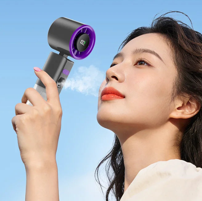 New Hand-held Fan 2 in 1 Nano Spray Water Replenishing Fan Portable Outdoor Humidification High-speed Turbine Small Fan
