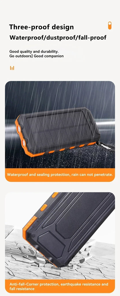 VIVO 500000mAh Solar Power Bank Portable Large Capacity Charger Compatible USB-A And USB-C With Flashlight For iPhone Huawei