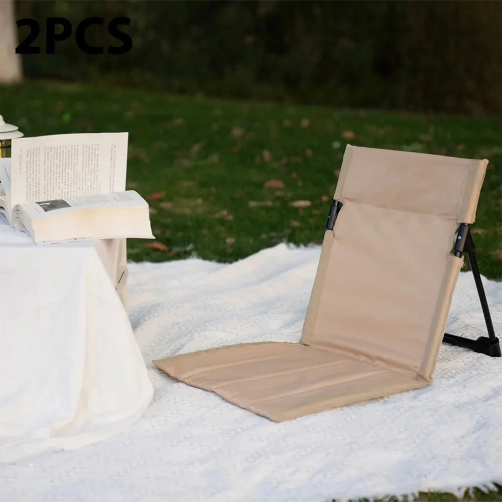 Outdoor Foldable Camping Chair Garden Park Single Lazy Reclining Chair Backrest Cushion Picnic Camping Folding Back Beach Chair