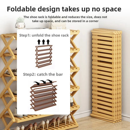 Portable Folding Shoe Rack, Required Space Saving Shoe Shelf for Dormitory Apartment Rental, Multi-Tier Shoe Organizer Storage