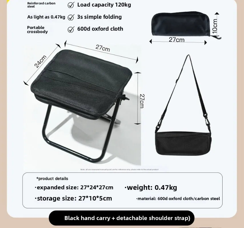 Folding Backpack Stool Portable Small Mazar Satchel Pen Bag Stool Outdoor Folding Chair Ultra Light Fishing High Speed Rail
