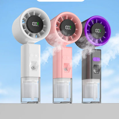 New Hand-held Fan 2 in 1 Nano Spray Water Replenishing Fan Portable Outdoor Humidification High-speed Turbine Small Fan