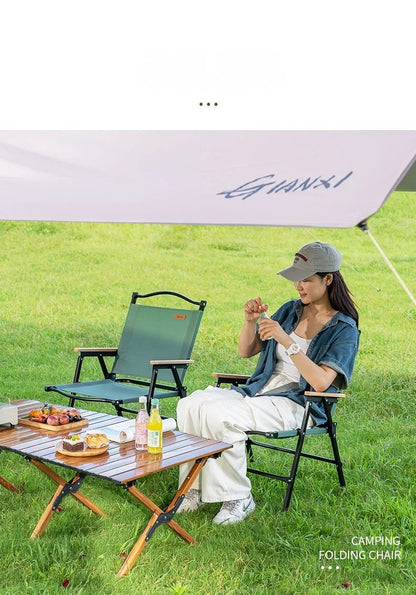 GIANXI Summer Outdoor Camping Green Folding Chair Aluminum Black Frame Portable ultra-light Fishing Chair Barbecue Beach Chair
