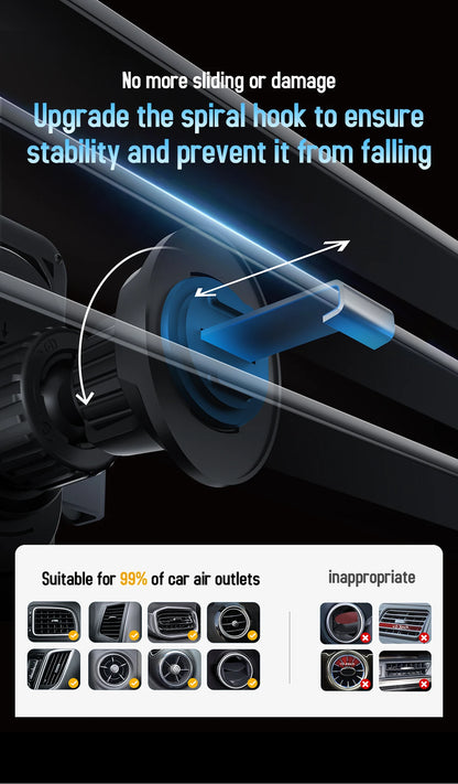 15W Wireless Charger Smart Induction Rotating Universal Car Mobile Phone Holder Air Outlet Clip For iPhone Samsung Xiaomi Huawei
