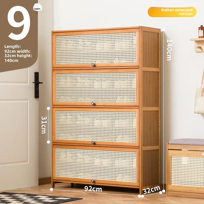 Imitation rattan woven shoe cabinet, simple shoe rack at the door of the home, economical, good-looking indoors