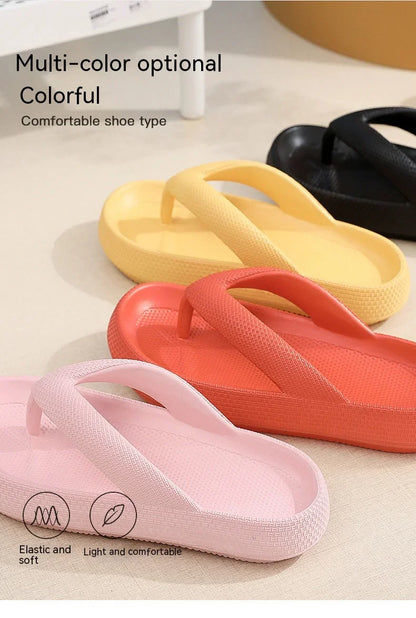 Summer Flip Flops Flat Platform Comfy Women Soft Sole Beach Slippers Fashion Sandals House Bathroom Non-Slip Thick Soled Shoes