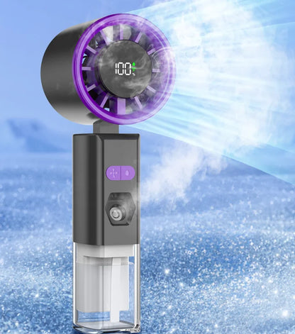 New Hand-held Fan 2 in 1 Nano Spray Water Replenishing Fan Portable Outdoor Humidification High-speed Turbine Small Fan