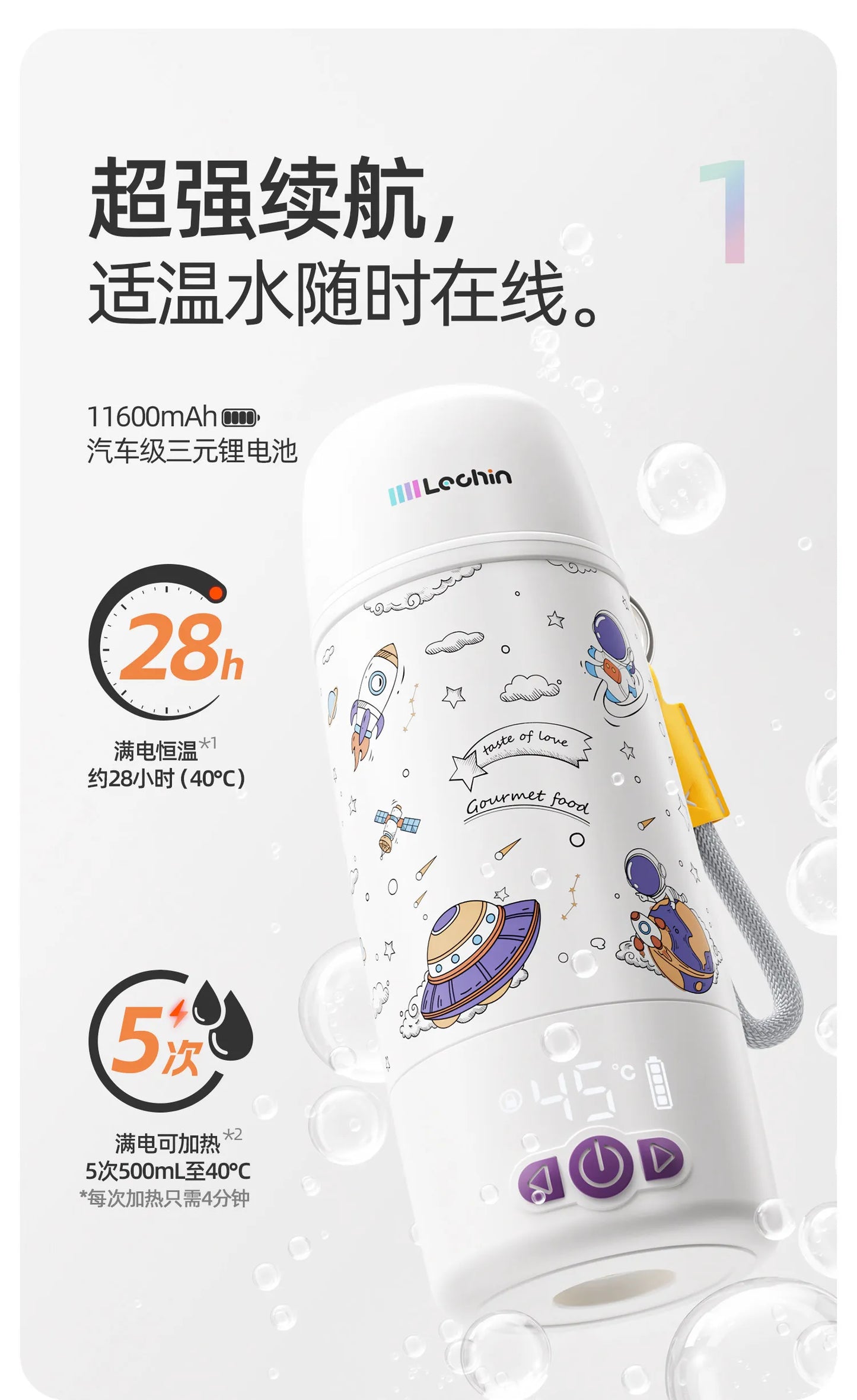 Wireless TemperatureControlled Cup, Portable Baby Bottle Warmer and Travel Kettle, Compact Water Heater, Quick Heat Bottle
