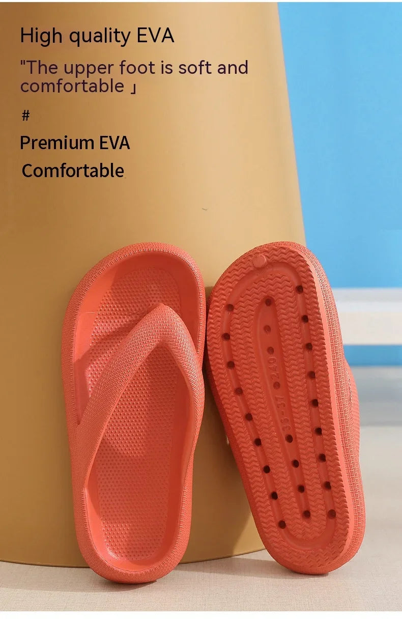 Summer Flip Flops Flat Platform Comfy Women Soft Sole Beach Slippers Fashion Sandals House Bathroom Non-Slip Thick Soled Shoes