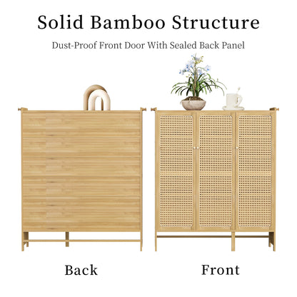 Bamboo Shoes Rack Organizer Cabinet with Doors and 6 Tiers Shelves for for Entryway Hallway