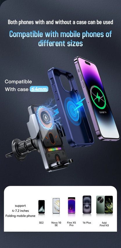 15W Wireless Charger Smart Induction Rotating Universal Car Mobile Phone Holder Air Outlet Clip For iPhone Samsung Xiaomi Huawei