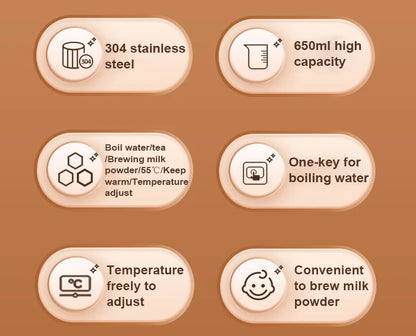 220V Electric Hot Kettle Portable Travel Heating Cup Multifunction Boiled Water Pot Smart Teapot Adjustable Temperature Kettle