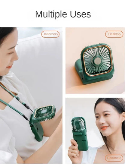 3000mah Folding Handheld Fan USB Charging Digital Display Outdoor Mini Neck Hanging For Sport Outdoor