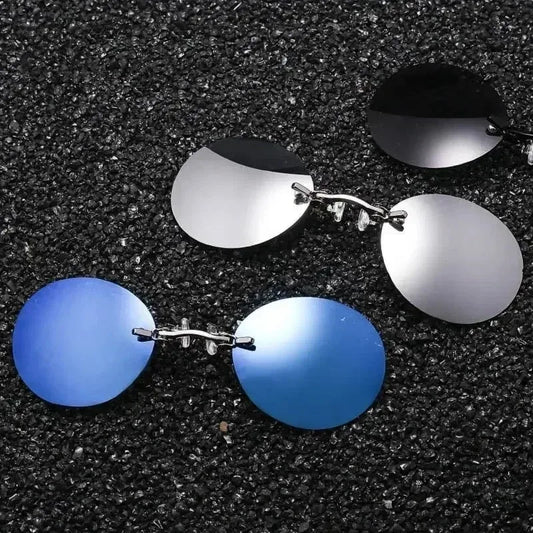 Rimless Vintage Clip-On Nose Sunglasses