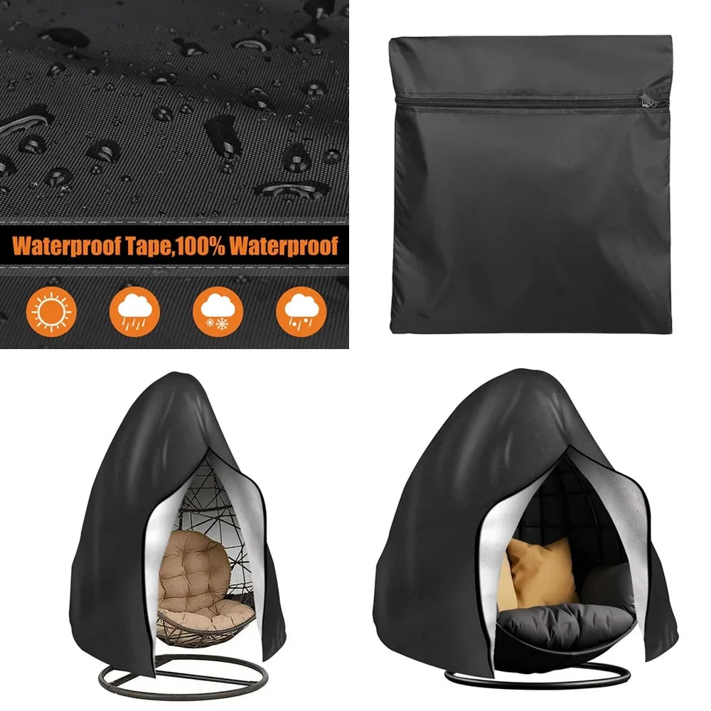 210D Oxford Waterproof Patio Hanging Egg Chair Cover Wicker Swing Egg Chair Cover Swing Hanging Chair Egg Shell Courtyard Garden