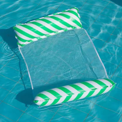Foldable Striped Inflatable Lounge Chair, Suitable For Swimming Pool Parties And Beach Leisure Floating Beds With Net Backrest