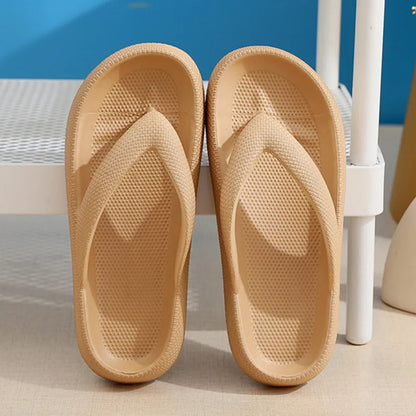 Summer Flip Flops Flat Platform Comfy Women Soft Sole Beach Slippers Fashion Sandals House Bathroom Non-Slip Thick Soled Shoes