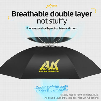 Portable Folding Umbrella Hat UPF 50+ UV Protection Hands Free Umbrellas 7-Ribs Waterproof Head-wear For Fishing Gardening