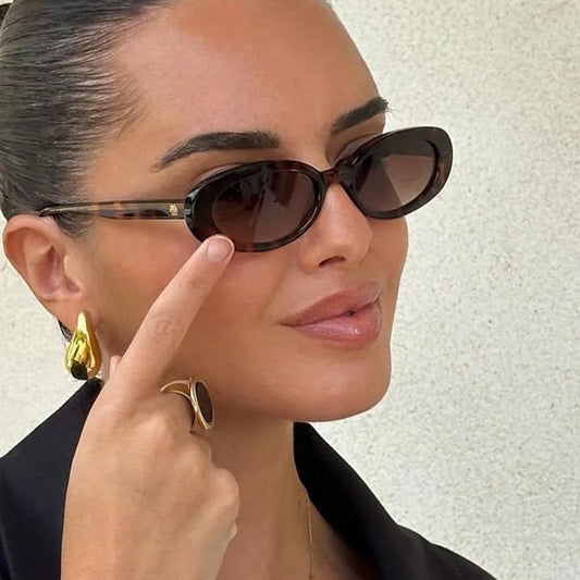 Small Oval Sunglasses for Women's Vintage Design Sun glasses Shades Female Sexy Retro Punk Men Sunglass Outdoor Trendy Eyewear
