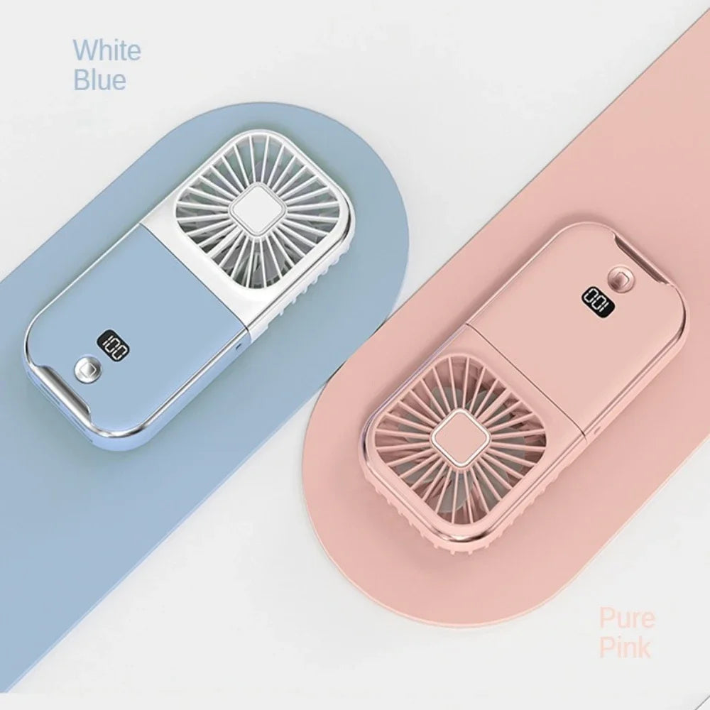 3000mah Folding Handheld Fan USB Charging Digital Display Outdoor Mini Neck Hanging For Sport Outdoor