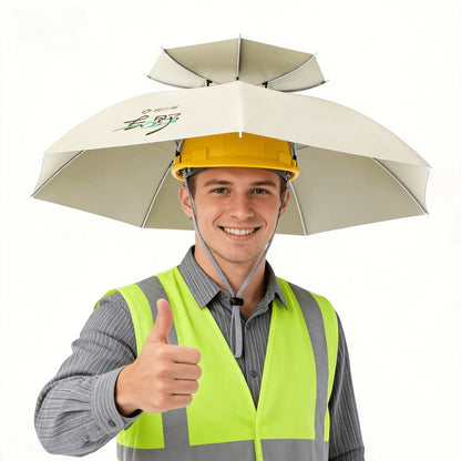 Double Layer Fishing Umbrella Hat Head-Mounted Sun Protection Hat for Fishing Hiking Camping Outdoor