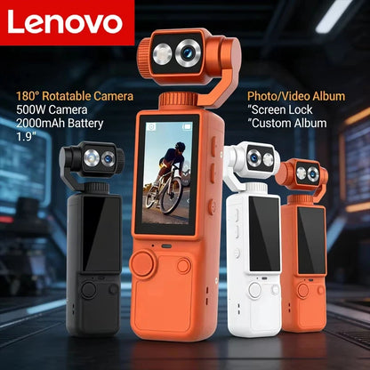 Lenovo 4K Hd Wifi Sports Wearable Camera Hold In Hand Travel Bicycle Driver Recorder Mini Sports Cam For Motorcycle and Vlogging