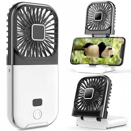 3000mah Folding Handheld Fan USB Charging Digital Display Outdoor Mini Neck Hanging For Sport Outdoor