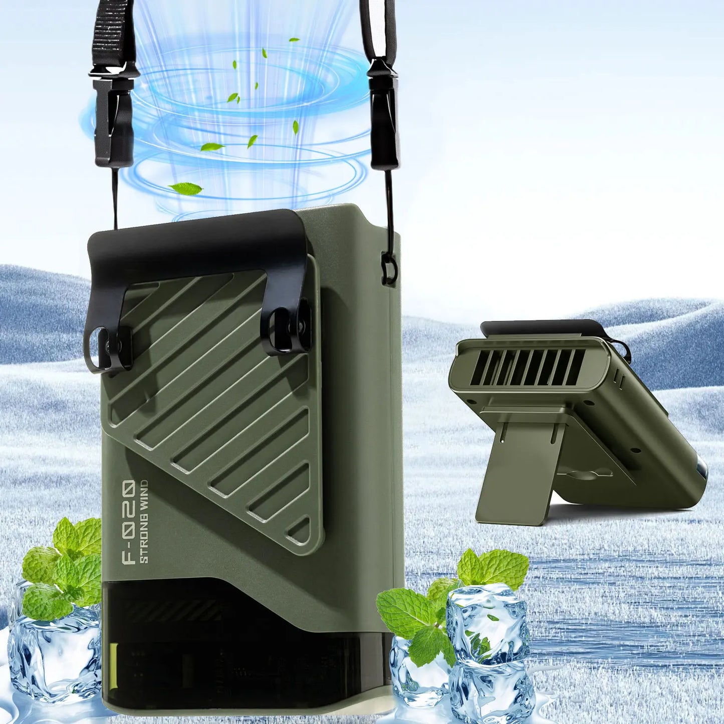 Portable Waist Fan with Belt Clip Light Mute Five Hole New Neck Hanging Fan Suitable for Outdoor Travel of Office Desk