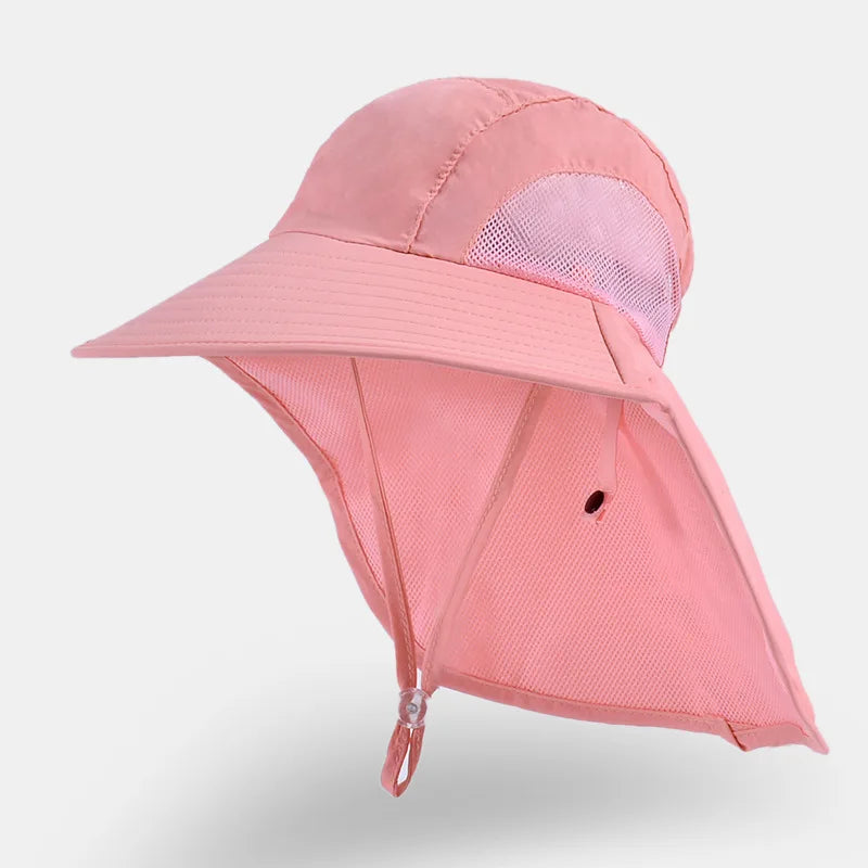 Kids Sun Hat with Neck Flap UV Protection Summer Toddler Beach Hat Unisex Ponytail Hat Wide Brim Fishing Hat
