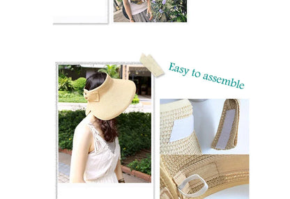 Women Summer Visors Hat Hat - Stylish and UV-Resistant for Outdoor HikingFoldable Sun Cap Wide Large Brim Beach Straw Hats Chape