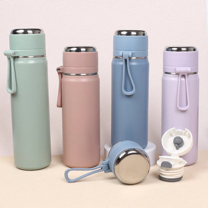 Stainless Steel Thermos Bottle 500ml/16.9oz And 600ml/20oz Vacuum Insulated Water Bottle With Handle Travel Insulated Cup