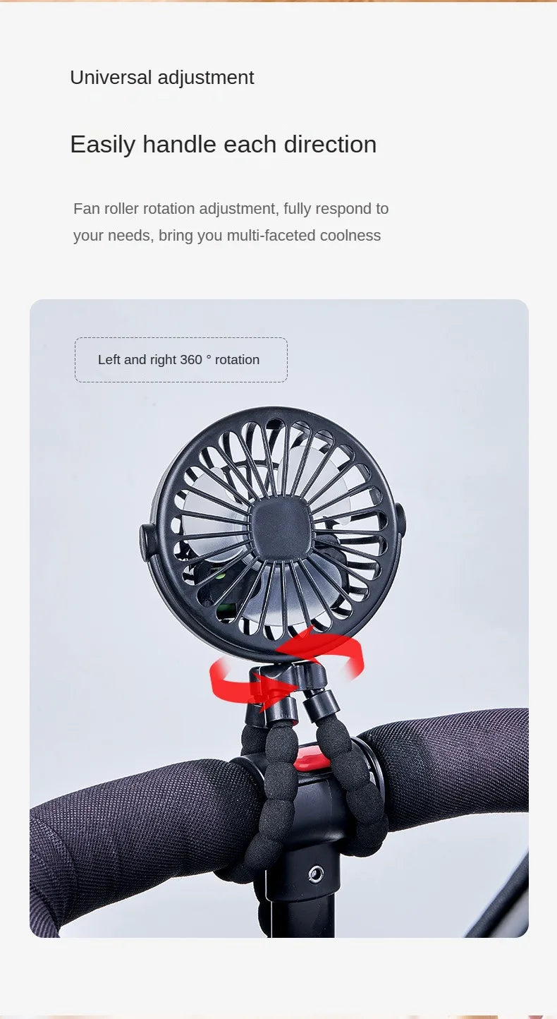 Fan for Cart Stroller Fans Portable Outdoor Fan Clip On for Baby 600mAh USB Rechargeable Handheld Electric Fan for Home 3 Speeds