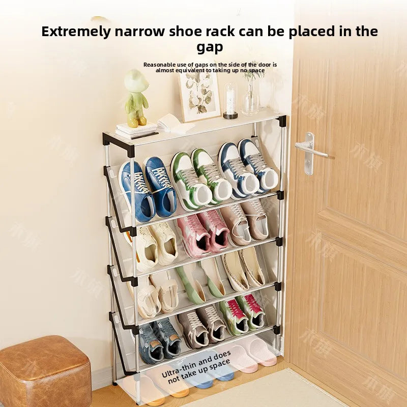 New simple multi-layer inclined dustproof shoe rack. Space saving home door step shoe cabinet, easy to assemble