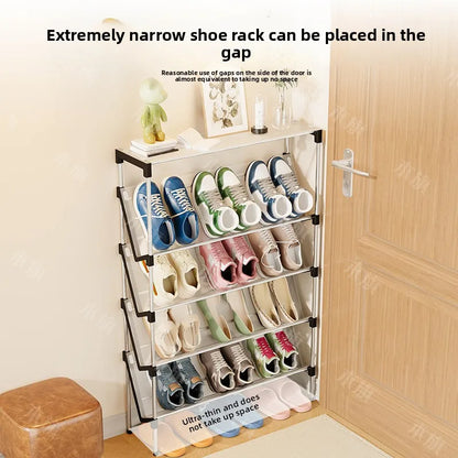 New simple multi-layer inclined dustproof shoe rack. Space saving home door step shoe cabinet, easy to assemble