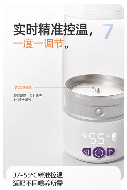 Wireless TemperatureControlled Cup, Portable Baby Bottle Warmer and Travel Kettle, Compact Water Heater, Quick Heat Bottle