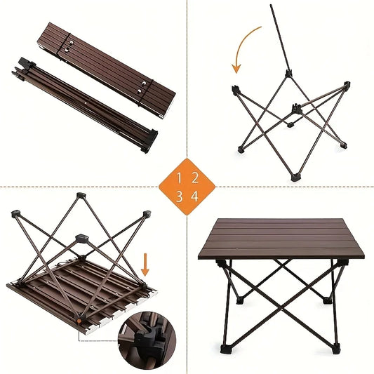 Portable Folding Camping Side Table Small Backpack Beach Picnic Table For Outdoor Cooking Barbecue Hiking Boating 39 4x34 5x29cm