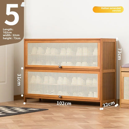 Imitation rattan woven shoe cabinet, simple shoe rack at the door of the home, economical, good-looking indoors