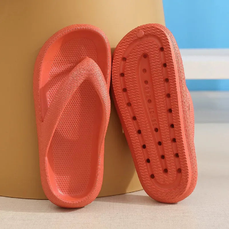 Summer Flip Flops Flat Platform Comfy Women Soft Sole Beach Slippers Fashion Sandals House Bathroom Non-Slip Thick Soled Shoes