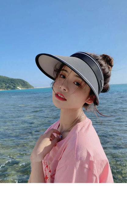 New Sun Hat Women's Uv Protection Sun Hat Summer Empty Cap Large Brim Outdoor Cycling Face Shade Hat Woman