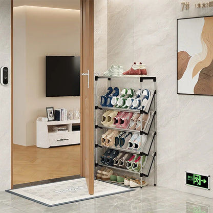 New simple multi-layer inclined dustproof shoe rack. Space saving home door step shoe cabinet, easy to assemble