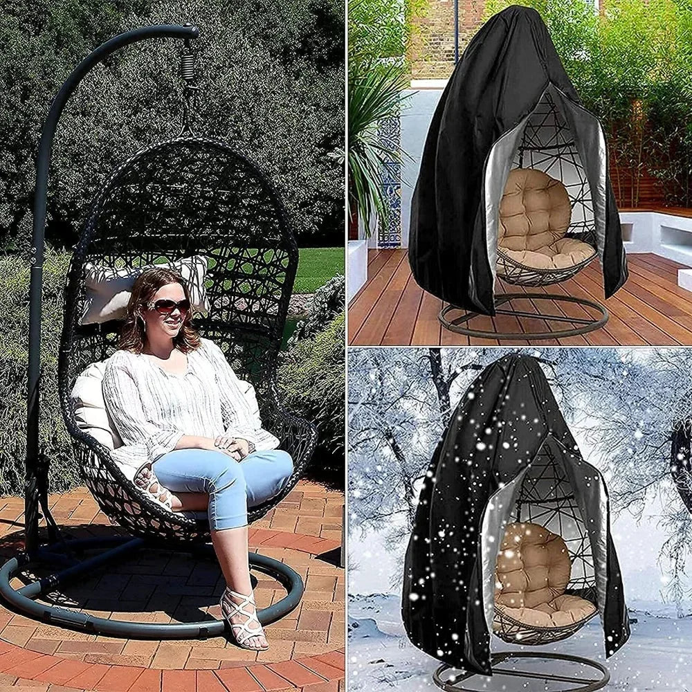 210D Oxford Waterproof Patio Hanging Egg Chair Cover Wicker Swing Egg Chair Cover Swing Hanging Chair Egg Shell Courtyard Garden