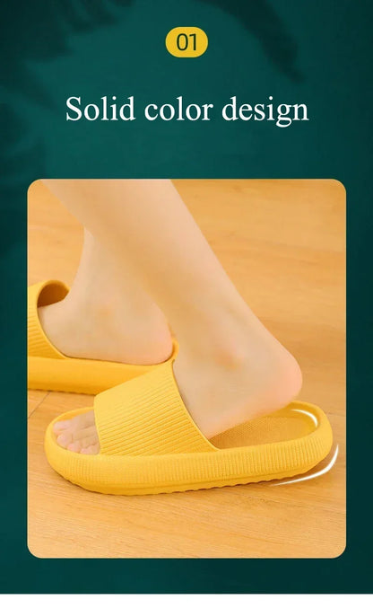 High quality Women Thick Slippers Indoor Home Eva Soft Sole Pillow Slides Sandals Woman Summer Non Slip Beach Flip Flops New