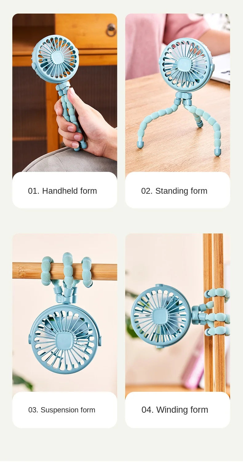 Fan for Cart Stroller Fans Portable Outdoor Fan Clip On for Baby 600mAh USB Rechargeable Handheld Electric Fan for Home 3 Speeds