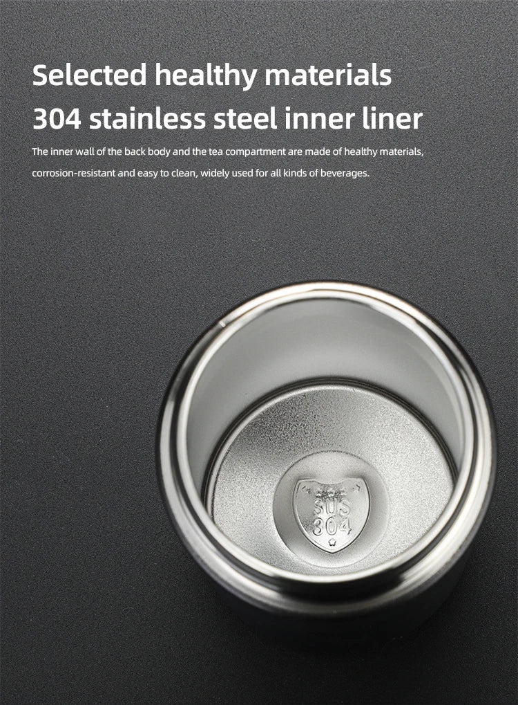 500ml Tea Infuser Vacuum Flask Stainless Steel Insulated Cup with Independent Tea Storage Handle Travel Mug Business Cup Gifts