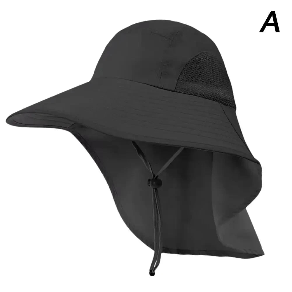 Wide Brim Sun Hat with Neck Flap for men women Adjustable Outdoor 50+UPF Protection Safari Cap Hiking Fishing Hat