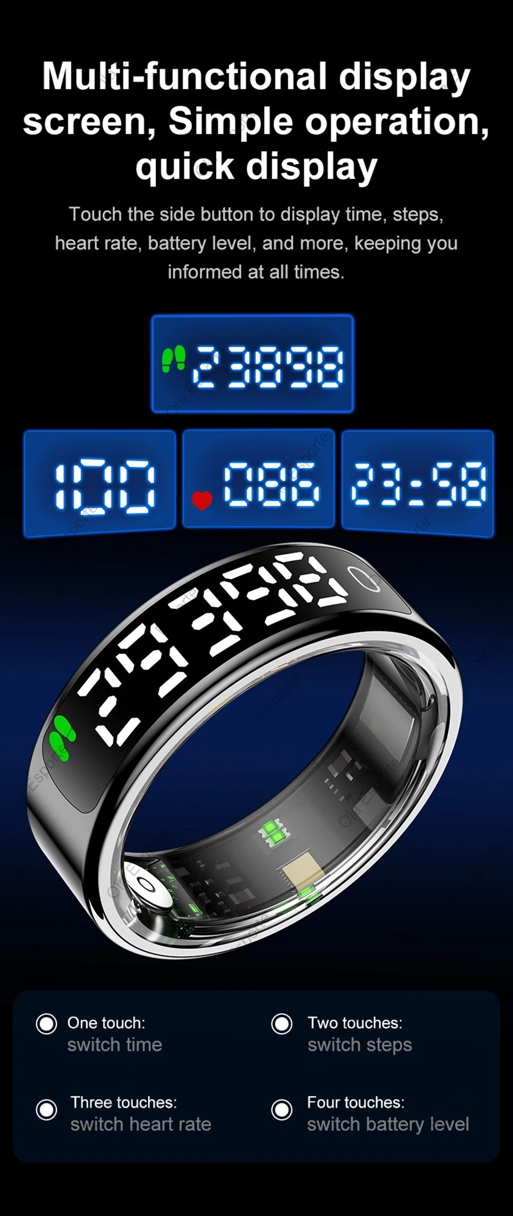 2026 Smart Ring Display Screen and Touch, Wireless Charging,Smart Control,Health Manager,5ATM Waterproof For Men Women New Rings